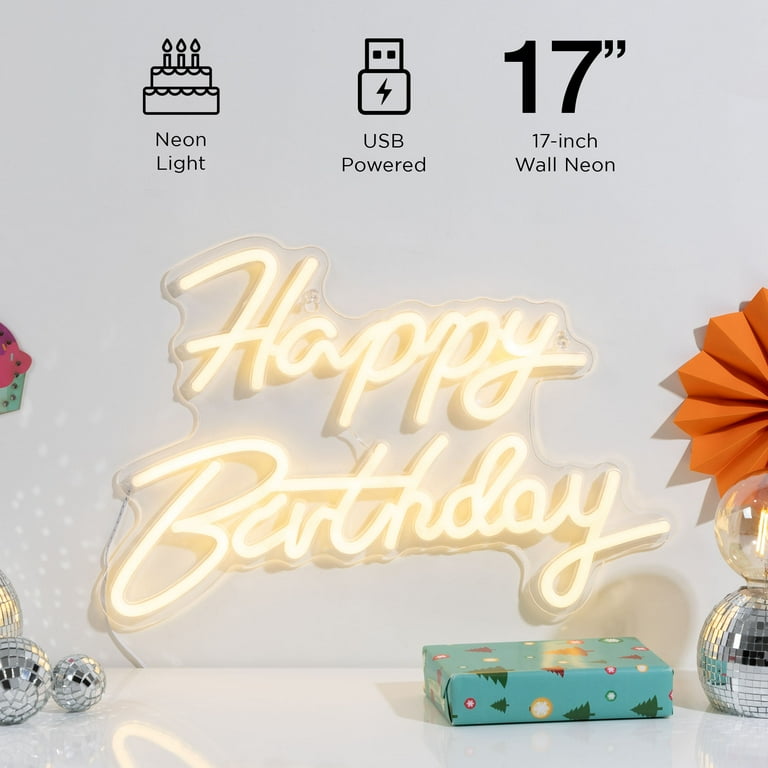 Happy Birthday LED Neon Wall Sign, 16.5in - Walmart.com