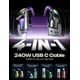 thumbnail image 2 of Cable de carga LISEN, 240 W, Chubby USB C a USB C 4 en 1, 2 m, color morado, 2 of 6