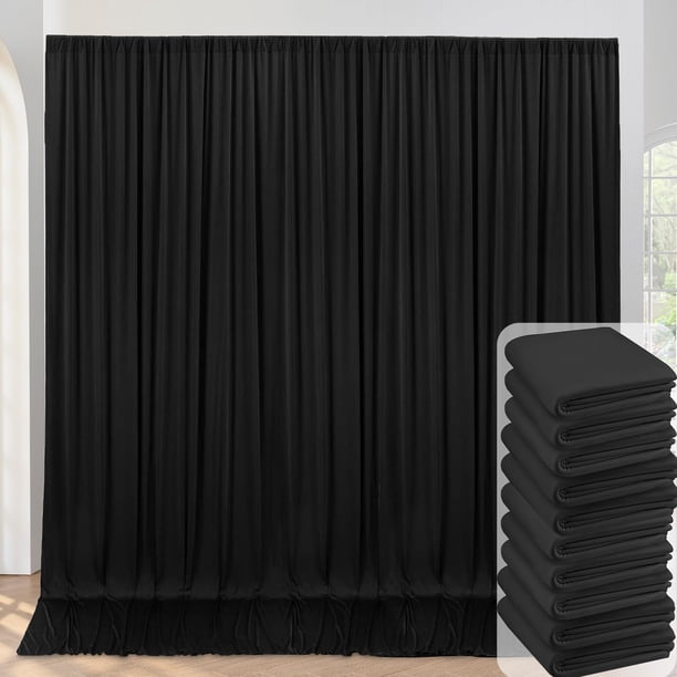Cortina de telón de fondo NSSONBEN negra, 10 paneles, 15 m x 3 m, poliéster