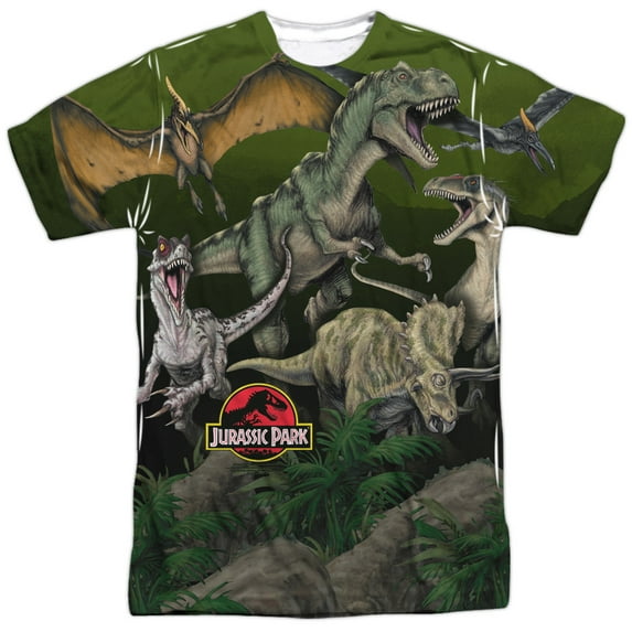 Jurassic Park Pack Of Dinos Officially Licensed Sublimation Adult T Shirt