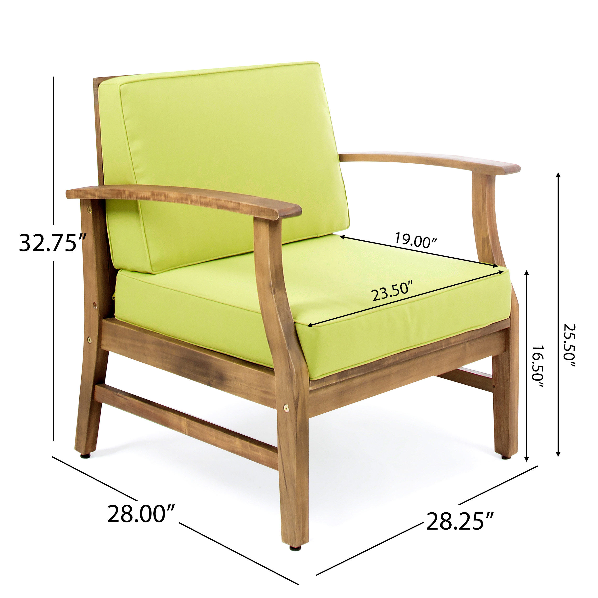 Capri Outdoor 2 Piece Acacia Wood Club Chair Set with Fire Column - image 3 of 9
