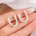 thumbnail image 7 of Alexcraft Hypoallergenic Nickel-Free Silver Plated Huggie Hoop Earrings for Women, Chunky Geometric Minimalist Design, 7 of 7