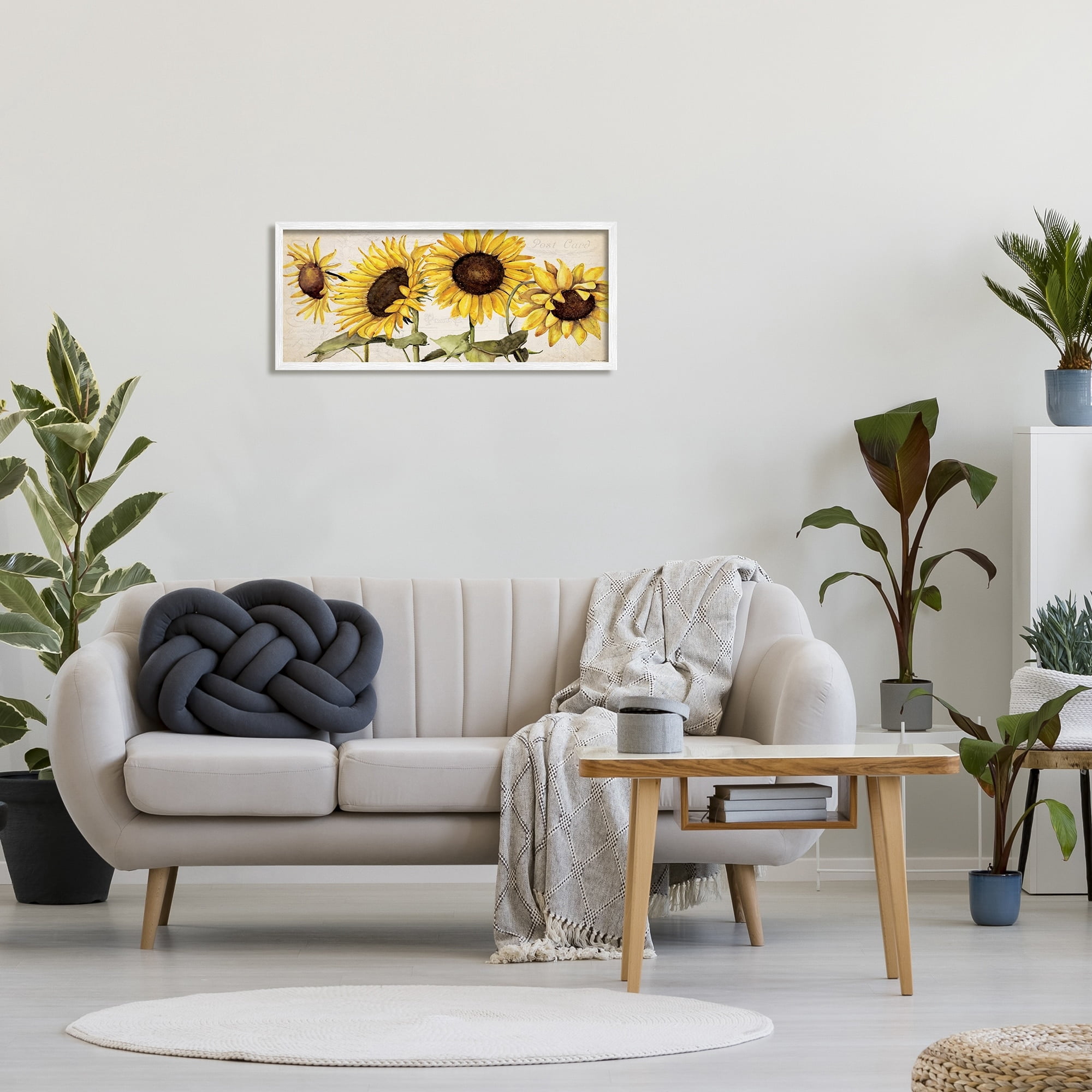 Stupell Industries Summer Sunflower Florals Vintage Postcard Text Pattern, 30 x 13, Design by Stephanie Workman Marrott