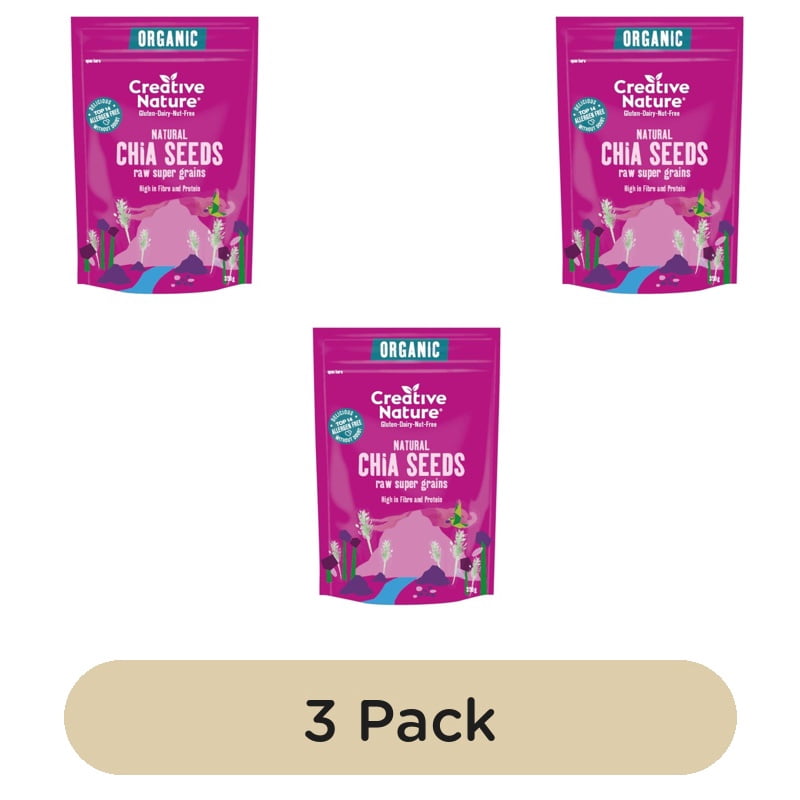 Creative Nature Organic Natural Chia Seeds 350g, British Import (Pack of 3)