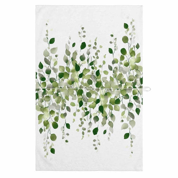 Green Eucalyptus Leaves 1 Pack Kitchen Towel, Water Absorbent Dish Towel, Watercolor Summer Botanical Decorative Hand Towels - Quick Drying Cloth for Cooking Baking, 18x28 Inch