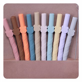 NiHome 10-Pack Reusable Silicone Straws Openable Design Easy