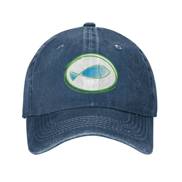 DouZhe Adjustable Washed Cotton Baseball Cap - Blue Fish Prints
