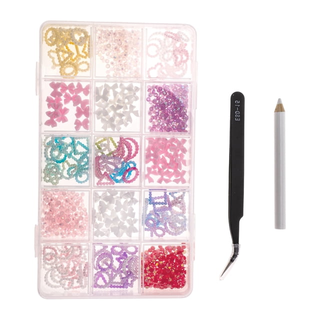 Ofertas Únicas 1 Juego de Suministros para Uñas de Rhinestone Coloridos de 15 Rejillas de Colores Variados