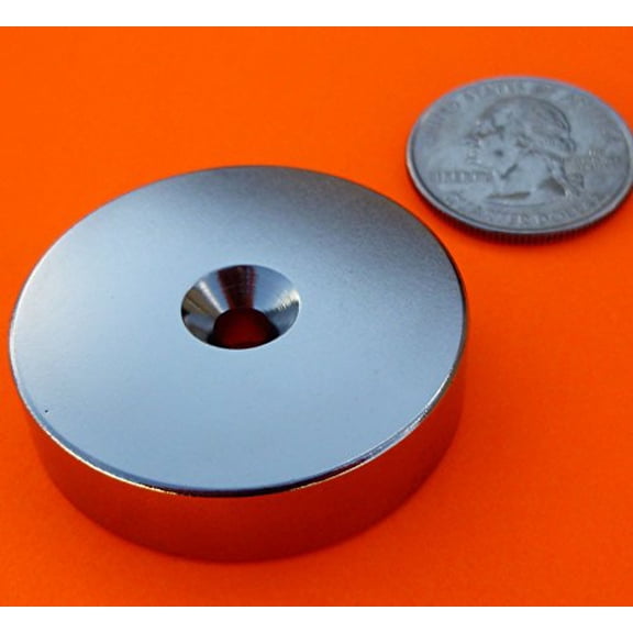 Neodymium Magnets 1.5 in x 3/8 in w/Dual Sided Countersunk Hole Disc