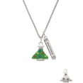 thumbnail image 2 of Delight Jewelry Silvertone Green Resin Christmas Tree with Crystals Silvertone Mother Daughter Bar Charm Necklace, 23", 2 of 4