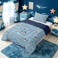 thumbnail image 3 of meiyoeat Tropical Fish Twin Comforter Sets for Kids, Watercolor Starfish Animal Bedding Set, Blue, Blue Reversible, 2-Piece, 1 Comforter and 1 Pillowcase, 3 of 5