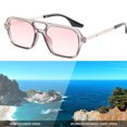 thumbnail image 4 of Gafas de sol cuadradas retras de la moda simple de las gafas de sol huecas del haz doble, hechas de PC, 4 of 5