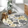 thumbnail image 4 of Valentine's Day Washable Round Area Rug 4 ft, Abstract Black Gold Roses Water Drops Love Heart, Soft Non Slip Rugs Stain Repellent Indoor Felt Carpet for Living Dining Room Bedroom Home Office, 4 of 9