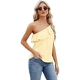 thumbnail image 1 of Zoeecloth Womens Tops Sleeveless Solid Color Round Neck Button Vest Tees Shirts Summer Casual Ruffled One Shoulder Vest Fashion Button Vest S-XXL, 1 of 8
