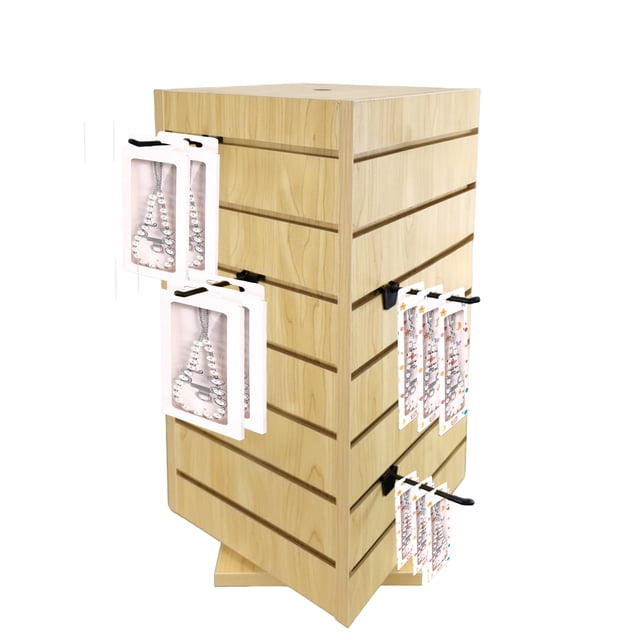 FixtureDisplays® 12 x 12 x 24" 4-Sided Slatwall Counter Spinner Display Rack Great for Gift, Jewelry 15591-MAPLE