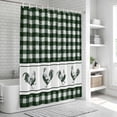 thumbnail image 6 of Farmhouse Green Plaid Shower Curtain, Waterproof Shower Curtains for Bathroom, Vintage Country Cock Checkered Washable Fabric Bathtub Curtain Set Bath Decor with 12 Hooks Extra Long 72"x96", 6 of 8
