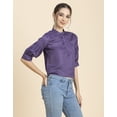thumbnail image 2 of Moomaya Womens Solid Top, Quarter Sleeves Formal Top Ruffled Button Placket, 2 of 9