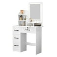 thumbnail image 4 of Jnismy Makeup Desk with Mirror, Large Vanity Desk with 6 Opening Shelves, 4 Drawers, Makeup Vanity Table with Light, Bedroom Dressing Table (White), 4 of 12