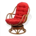 thumbnail image 3 of Set of 2 Bali Lounge Swivel Rocking Chairs with Burgundy Cushion and Pelangi Round Coffee Table Natural Rattan Wicker Handmade, Colonial, 3 of 7