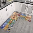 thumbnail image 3 of Bohemian Geometric Design Rugs and Mats Non Skid Washable Absorbent Microfiber Soft Kitchen Mat for Floor Set Of 2 Decor Stain Resistant 17"x47"+17"x30", 3 of 7