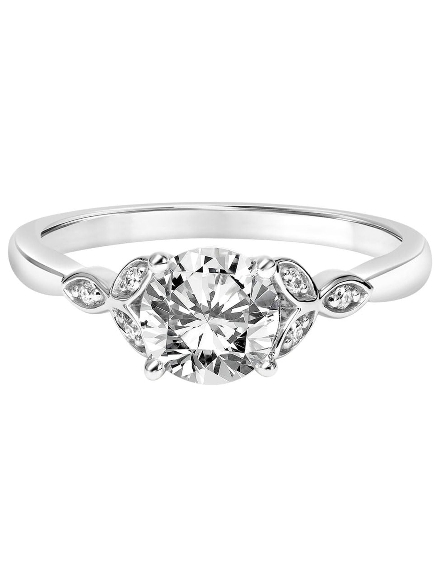 1.08 Carat DEW Moissanite 10K White Gold Floral Engagement Ring