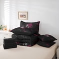 thumbnail image 6 of Homewish Spooky Hipple Skull 7 Pieces Full Size Bedding Sets,Happy Halloween Full Size Bed in a Bag,Rose Floral Butterfly Bed Set,Black Reversible, 6 of 8
