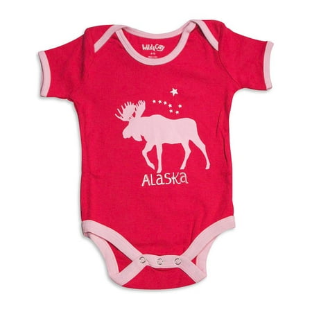 

Wild and Cozy - Horse Print Cotton Onesie for Infant Baby Girls 29052-3-6Months (red dreaming of alaska)