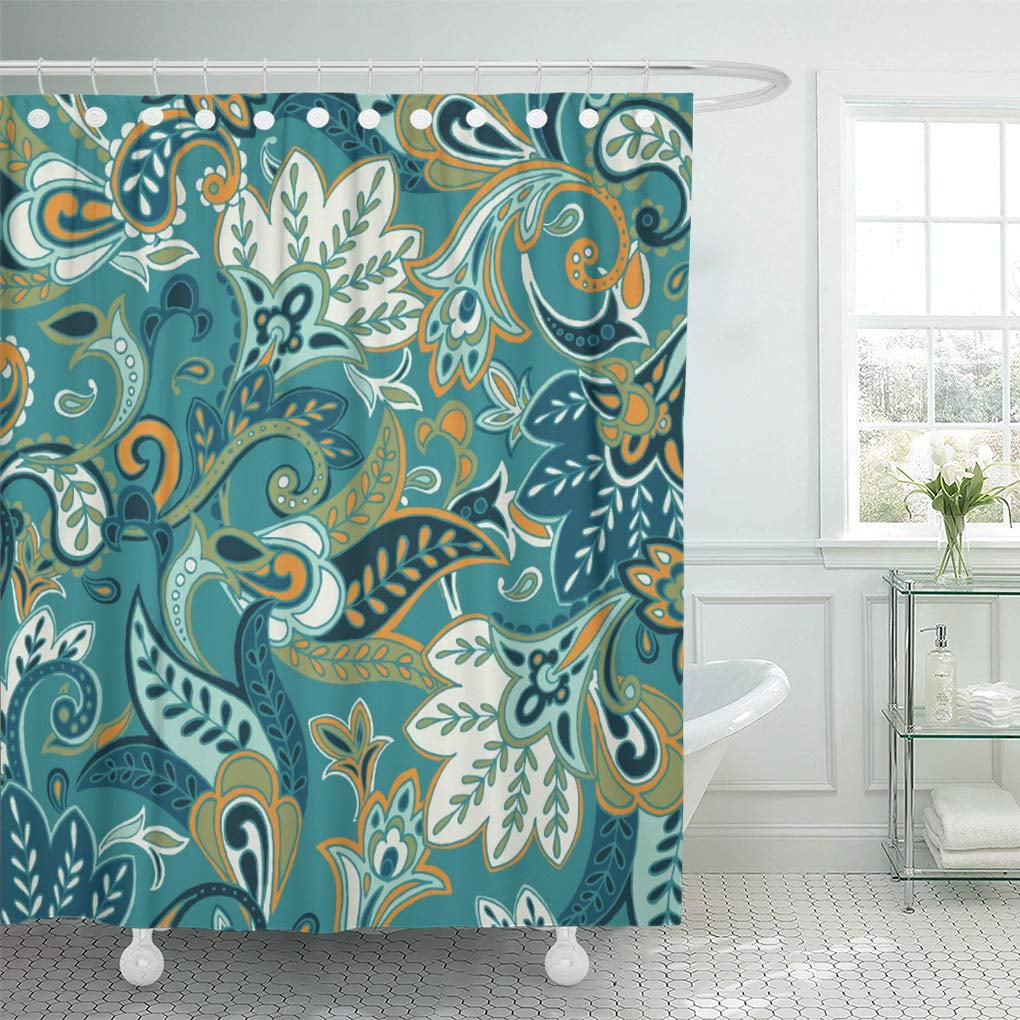 SUTTOM Damask Paisley in Blue Pattern Natural Nature Leaves Floral
