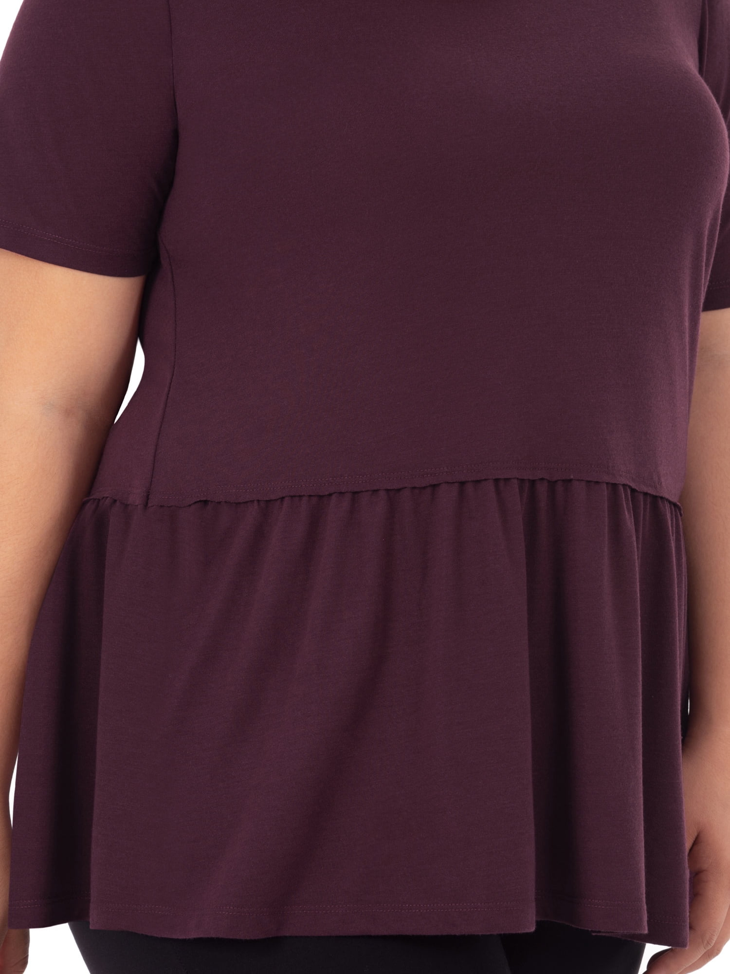 Wright's Women's Plus Size Short Sleeve Crew Neck Classic Peplum Top/Blouse, 1X-4X