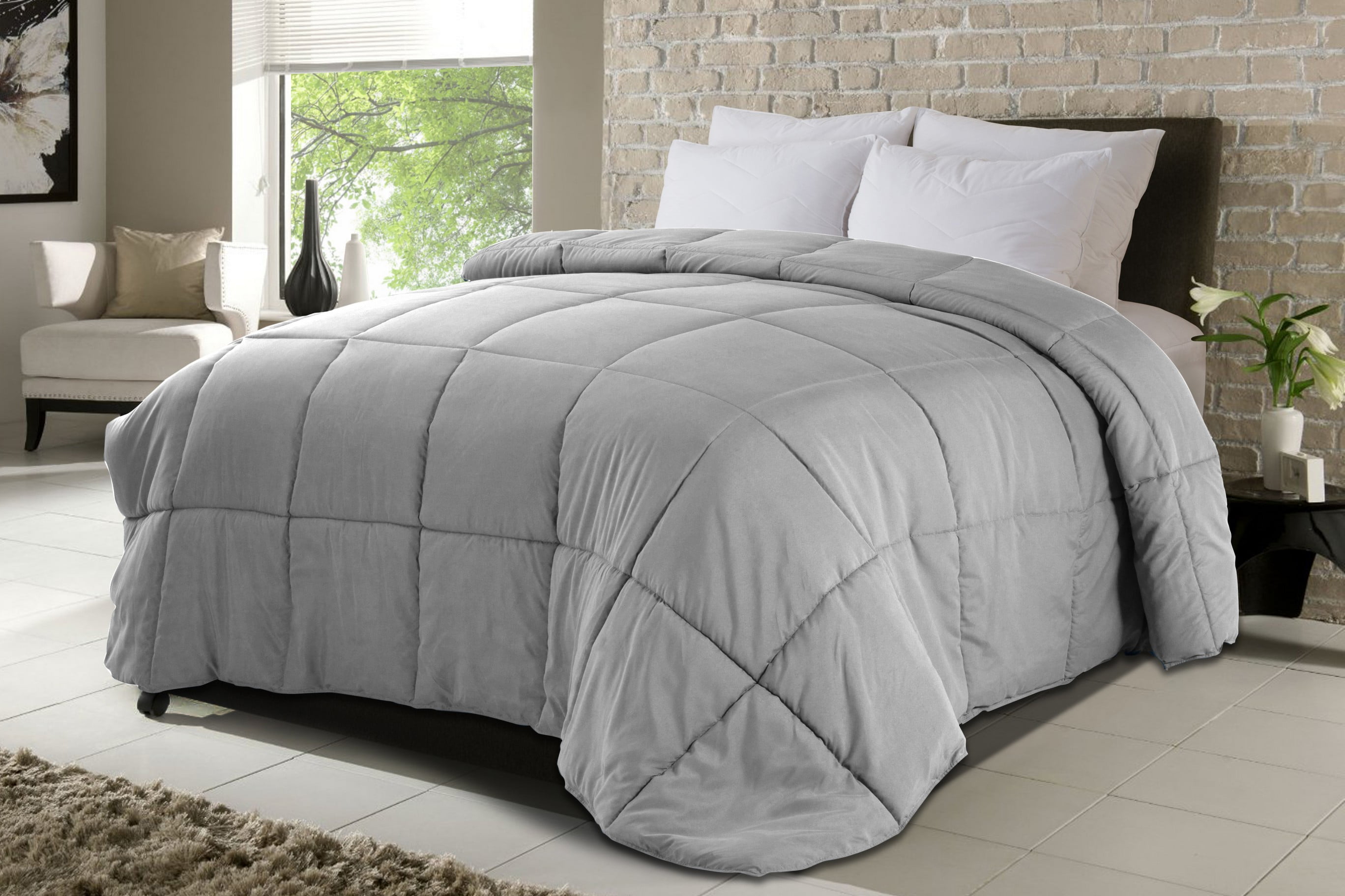 Never Down MicroSoft Comforter Light Gray Full/Queen