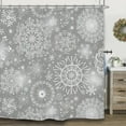 thumbnail image 6 of Snowflake Winter Bathroom Shower Curtain 71W by 71H Inch Snow Christmas Gray Holiday Xmas New Year Polyester Fabric 12 Plastic Hooks Waterproof Decor, 6 of 6
