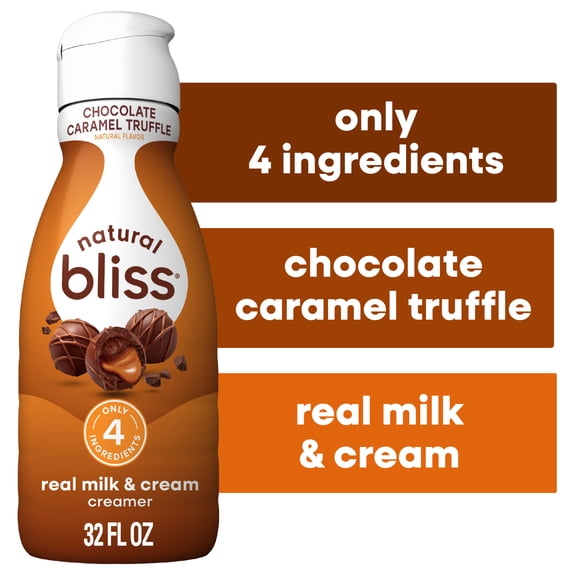 natural bliss Chocolate Caramel Truffle Flavored Coffee Creamer, Gluten Free Creamer 32 fl oz