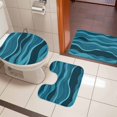 thumbnail image 5 of Ocean Waves Bathroom Rugs Set Watercolor Non Slip Absorbent Soft Bath Mats 3 Piece Set with Bathroom Rug, U-Shaped Floor Mat, Toilet Seat Cover Small Size, 5 of 9
