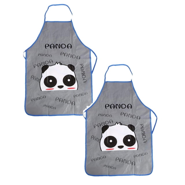 Oleegame 2PC Pretty Apron Korean Version Of Cute Apron Cartoon Design Bust Apron Kitchen Sleeveless Apron Gray