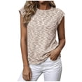 thumbnail image 2 of Karymi T Shirts for Women Cap Short Sleeve T-Shirt, Crew Neck Loose Fit Marled Textured Pullover Blouse, Casual Tank To T Shirts for Women, 2 of 5