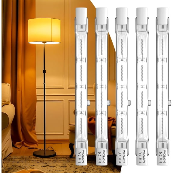 500 Watt Halogen Light Bulbs R7s LED Bulb 118mm 4.7inch T3 Halogen Bulbs 2800K Warm White J Type Double Ended 120V Dimmable Quartz Tube Lamps for Work,Security,Shop, Landscape Light -5Pack$$