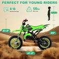 thumbnail image 6 of Gpower Gasoline 49cc Dirt Bike for Kids 6-15,2-Stroke Gas Power Mini Dirt Bike,Green, 6 of 7