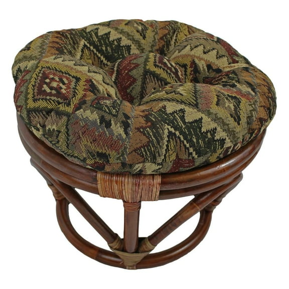 Blazing Needles 18-inch Round Tapestry Tufted Footstool Cushion
