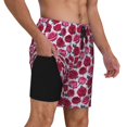 thumbnail image 2 of Yiaed Rose Flowers Print Mens Swim Trunks Bathing Suit Compression Liner Beach Swim Shorts Swimwear Quick Dry Zipper Pocket No-Chafing Board Short-, 2 of 6