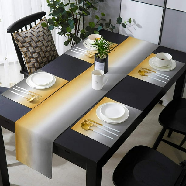 Yellow and gray table runner deals