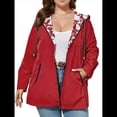 thumbnail image 2 of Chaqueta Ligera Reversible con Capucha y Cremallera de Larga para Mujer, Cortavientos Informal, Impermeable. Rojo XL, 2 of 9