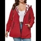 thumbnail image 2 of Chaqueta Ligera Reversible con Capucha y Cremallera de Larga para Mujer, Cortavientos Informal, Impermeable. Rojo L, 2 of 9