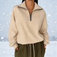 thumbnail image 3 of Yokua Women's Half Zip Cropped Pullover Quarter Zipper Hoodie Fall Winter Casual Sweatshirt Coat, 3 of 9