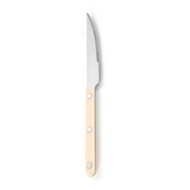 Namzi -a Rivet Clamp Handle Kitchen Stainless Steel Silverware Tableware Flatware Cutlery Steak Knife Western Tableware -Beige,4 pieces