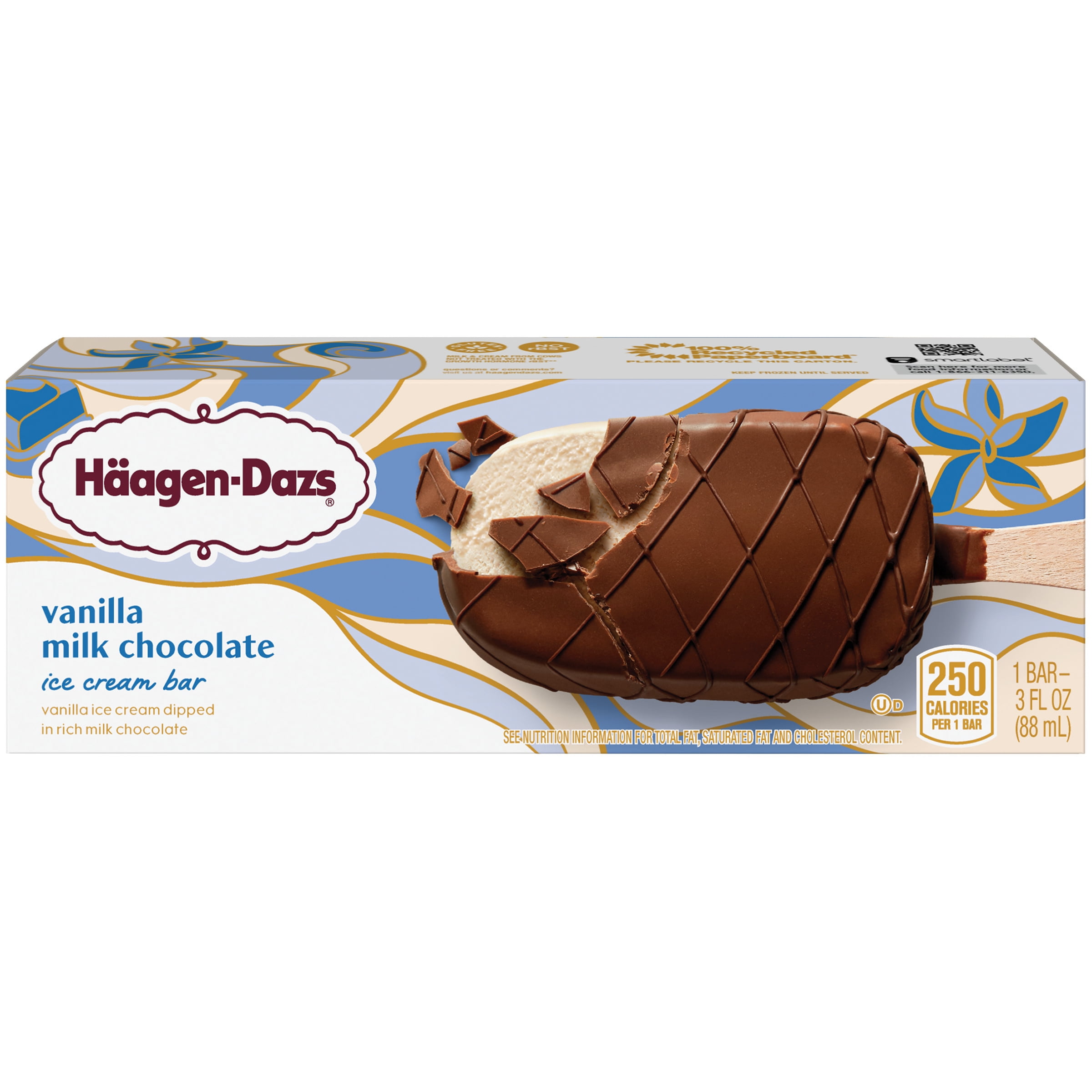 Haagen Dazs Vanilla Milk Chocolate Ice Cream Bar 3 Fl Oz Box 0727