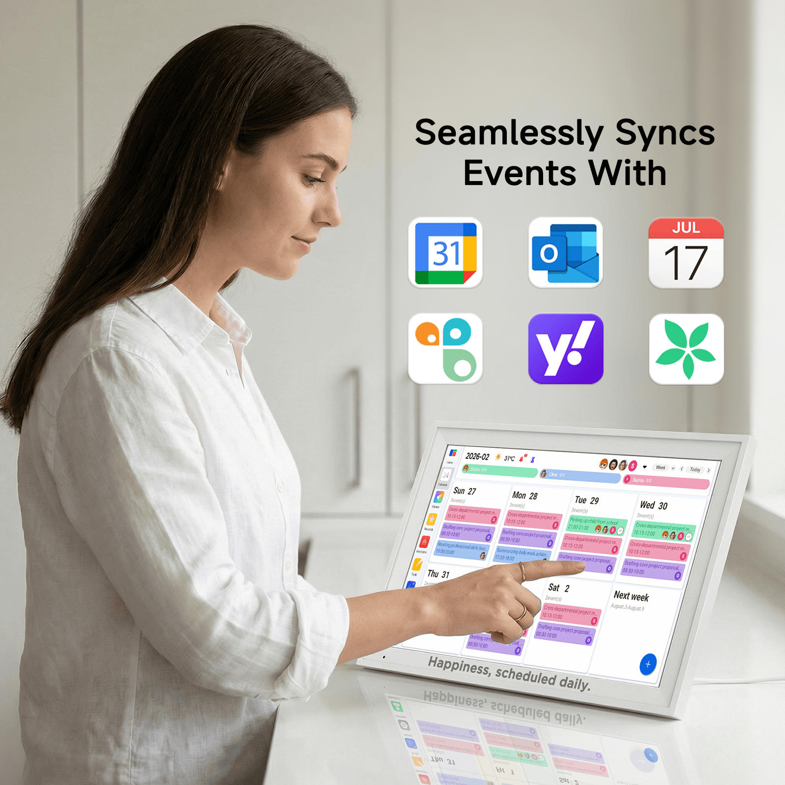 Callsky Digital Calendar with 15.6-inch Touchscreen, Smart Family Wall Planner & Chore Chart, Sync Calendars, 1080P Photo Frame