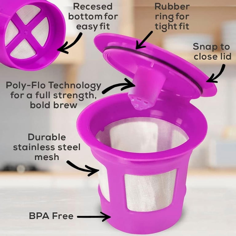 8 Pack Reusable K Cups For Keurig 2.0 - Universal Refillable Coffee Pods, Stainless Steel Mesh, Assorted Colors