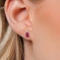 thumbnail image 3 of Gem Stone King 14K White Gold Red Created Ruby Teardrop Stud Earrings for Women | 2.03 Cttw | Gemstone July Birthstone | Pear Shape 7X5MM, 3 of 6