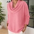 thumbnail image 5 of HNMKIU Solid Color Long Sleeve Pullover Sweater Soft Casual Knit Top for Everyday Comfort and Women Style 03_Pink,XL, 5 of 5