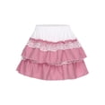 thumbnail image 4 of TSSOE Women's Lace Tiered Ruffle Mini Skirt A Line Flared Elegant Short Cake Skirts Party Clubwear Red S/2, 4 of 7